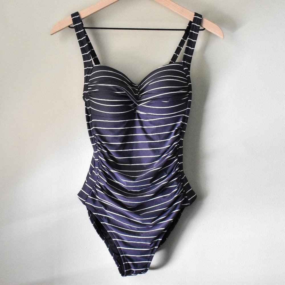 Bond-Eye Australia Grey and White Striped Swimsuit